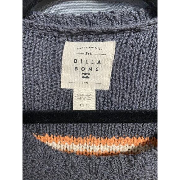 Billabong Sweater Women's Large Knit Multicolor Striped Long Sleeve Pullover B48 - Picture 2 of 4